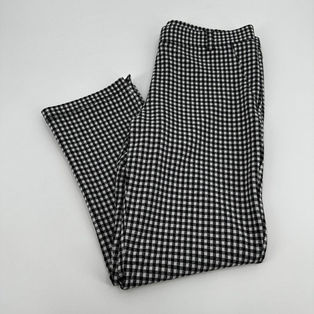 Betabrand Dress Pant Yoga Pants Medium Black White Gingham Cropped Workleisure